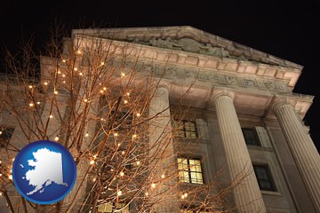 the Internal Revenue Service building in Washington, DC - with Alaska icon