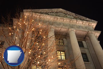 the Internal Revenue Service building in Washington, DC - with Arkansas icon