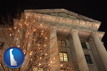 the Internal Revenue Service building in Washington, DC - with Delaware icon