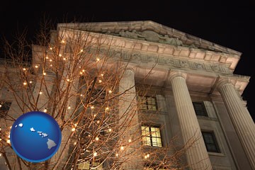 the Internal Revenue Service building in Washington, DC - with Hawaii icon