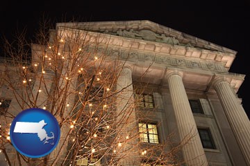 the Internal Revenue Service building in Washington, DC - with Massachusetts icon