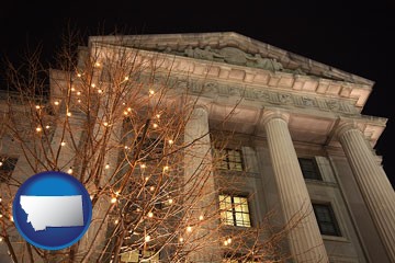 the Internal Revenue Service building in Washington, DC - with Montana icon