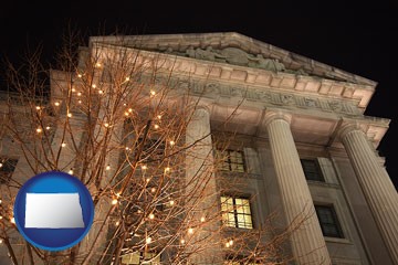 the Internal Revenue Service building in Washington, DC - with North Dakota icon