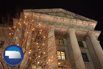 the Internal Revenue Service building in Washington, DC - with Nebraska icon