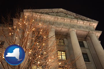 the Internal Revenue Service building in Washington, DC - with New York icon