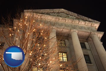 the Internal Revenue Service building in Washington, DC - with Oklahoma icon