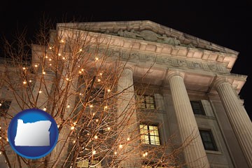 the Internal Revenue Service building in Washington, DC - with Oregon icon