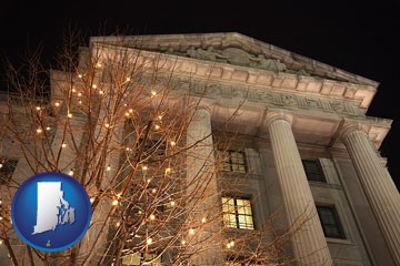 the Internal Revenue Service building in Washington, DC - with Rhode Island icon