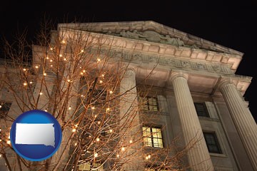 the Internal Revenue Service building in Washington, DC - with South Dakota icon