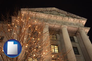 the Internal Revenue Service building in Washington, DC - with Utah icon