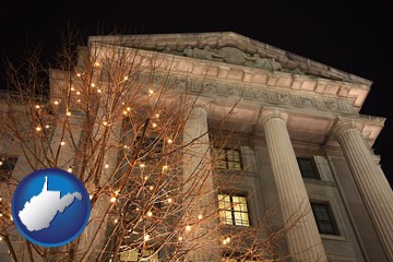the Internal Revenue Service building in Washington, DC - with West Virginia icon