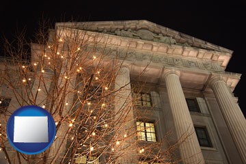 the Internal Revenue Service building in Washington, DC - with Wyoming icon